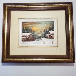 Winter Scene Wall Art. Hand painted.